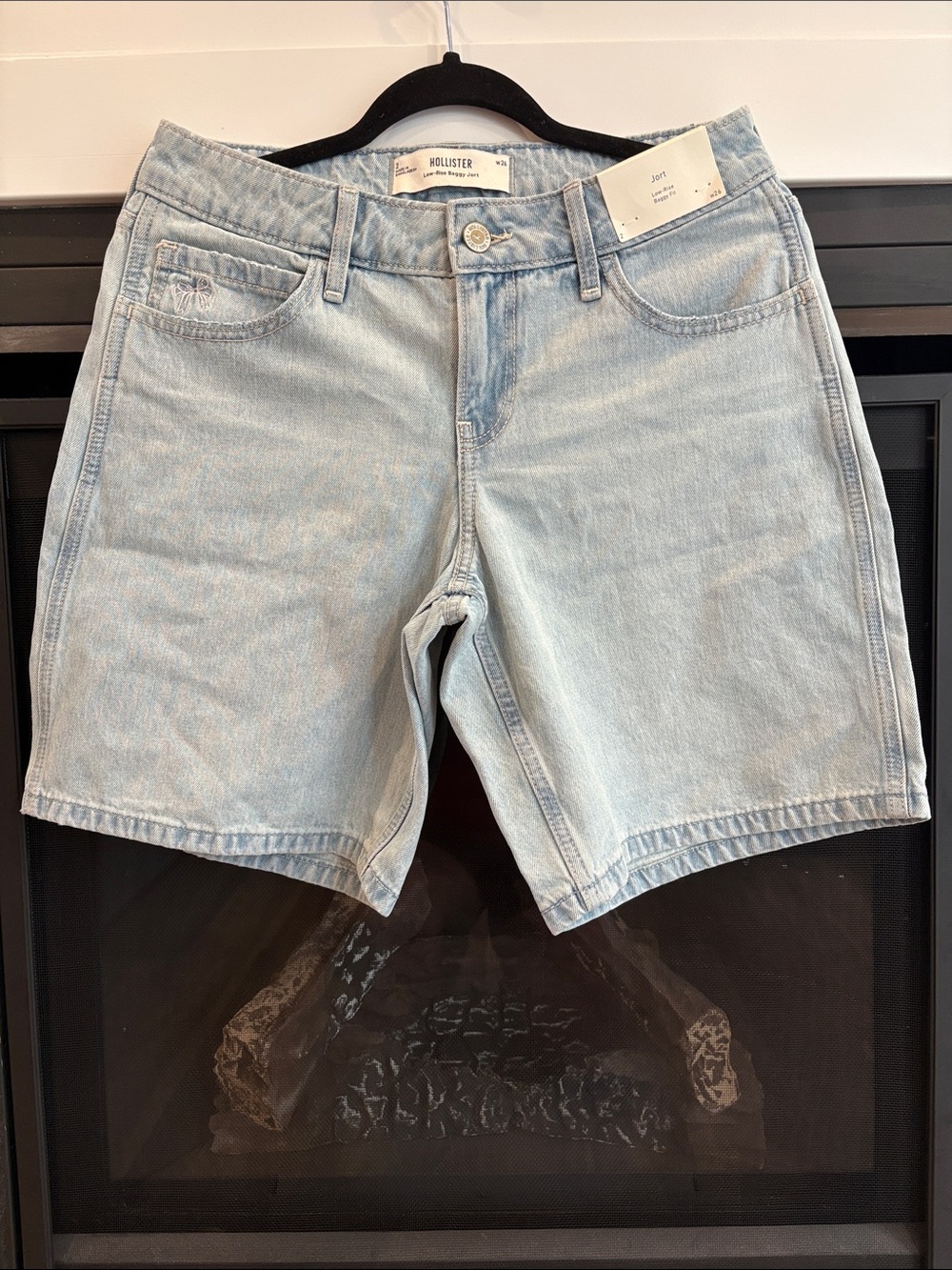 Hollister Light Blue Denim Low-Rise Baggy Jorts